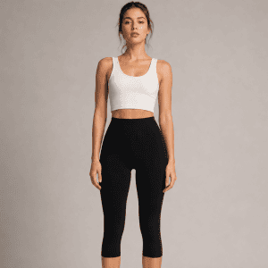 Damen ¾ Baumwoll Leggings In Schwarz