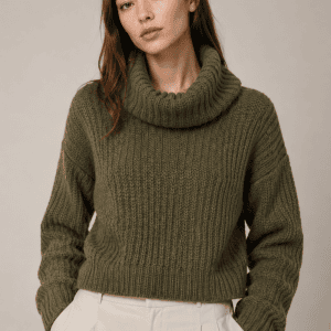 Damen Moderner Kurzer Rollkragenpullover