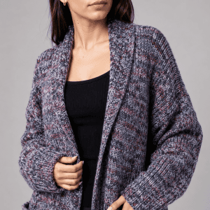 Damen Lange Mehrfarbige Strickjacke