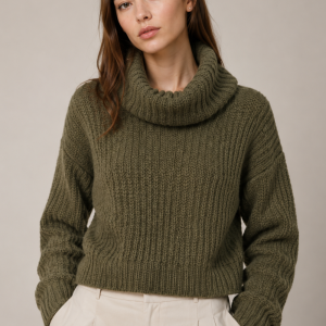 Damen Moderner Kurzer Rollkragenpullover